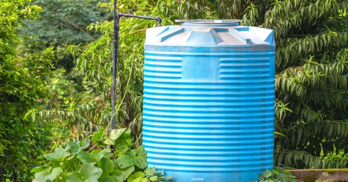 Blue plastic water tank